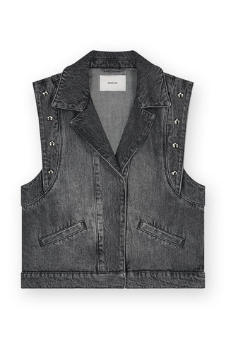 Denim Gilet With Big Studs