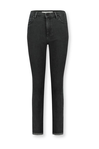 Sarah - Stretchy Straight Jeans With Frayed Edge