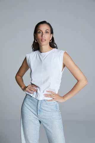 Sleeveless Top With Gathering