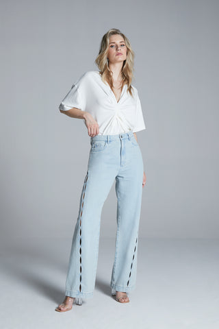 Straight Jeans With Twisted Side Detail